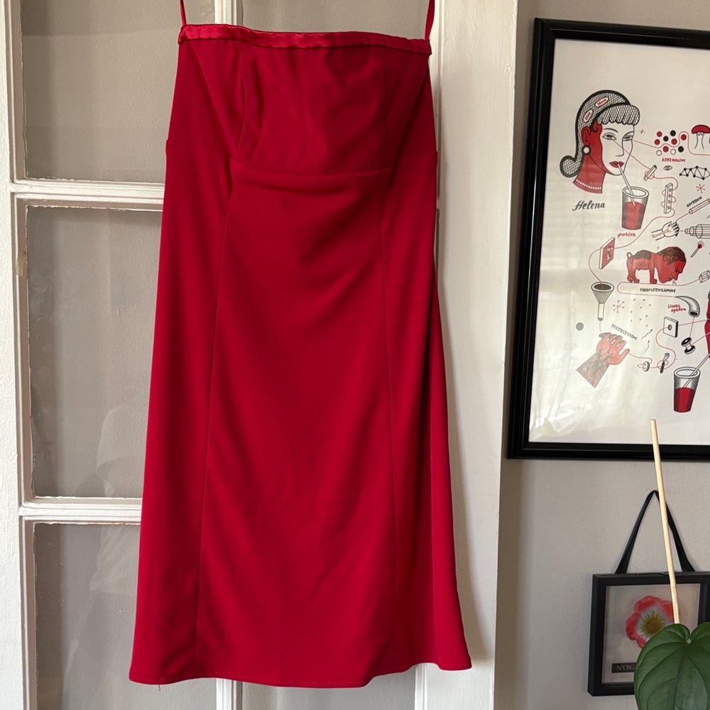 Cache Y2K Elegant Red Women's strapless , sell-made dress